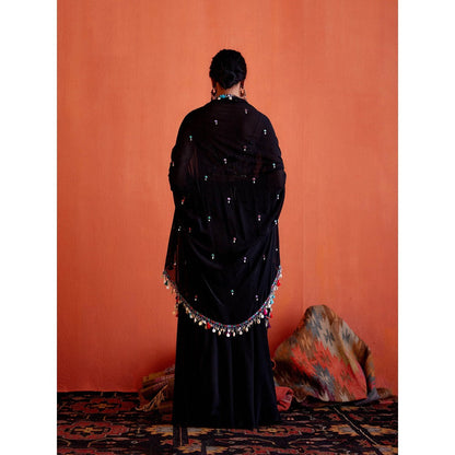 Karishma Khanduja Arshad Black Tassels Cape