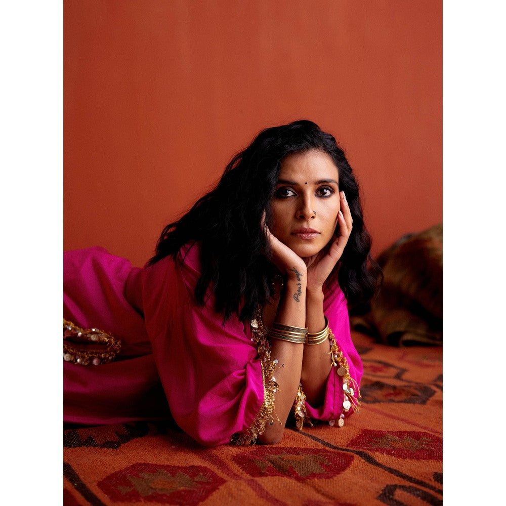 Karishma Khanduja Pradeep Pink Embellished Kurta and Pant (Set of 2)