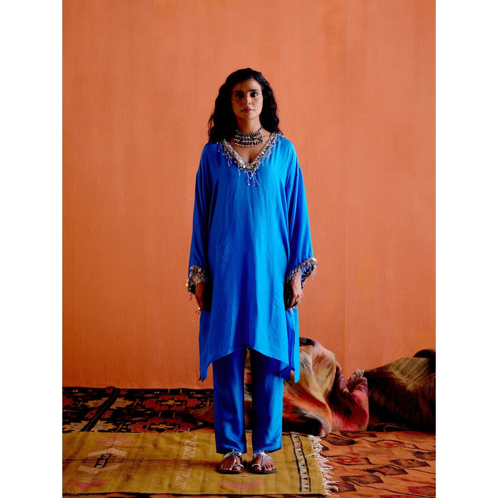 Karishma Khanduja Pradeep Blue Embellished Kurta and Pant (Set of 2)