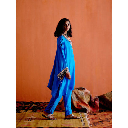 Karishma Khanduja Pradeep Blue Embellished Kurta and Pant (Set of 2)