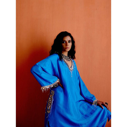 Karishma Khanduja Pradeep Blue Embellished Kurta and Pant (Set of 2)