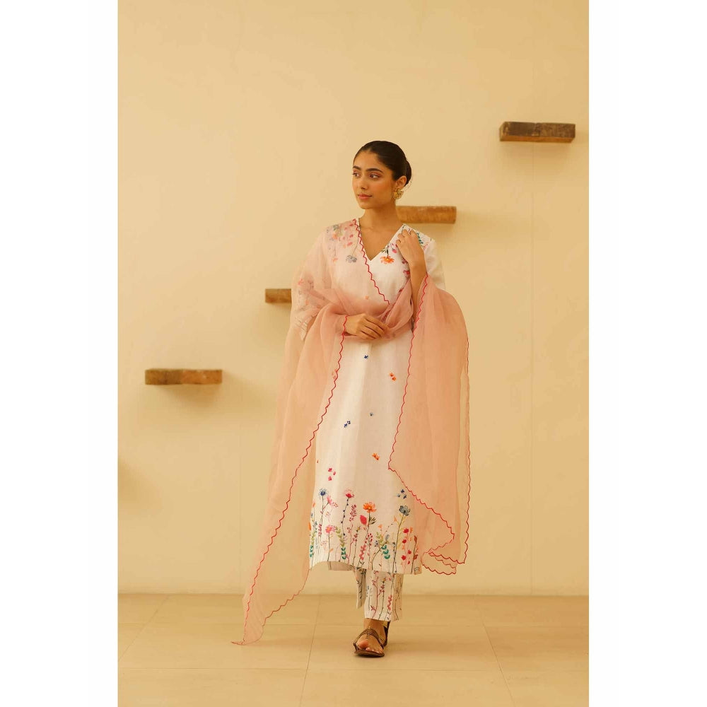 KAVANA Zara Floral Print Embroidery Kurta with Pant and Dupatta (Set of 3)