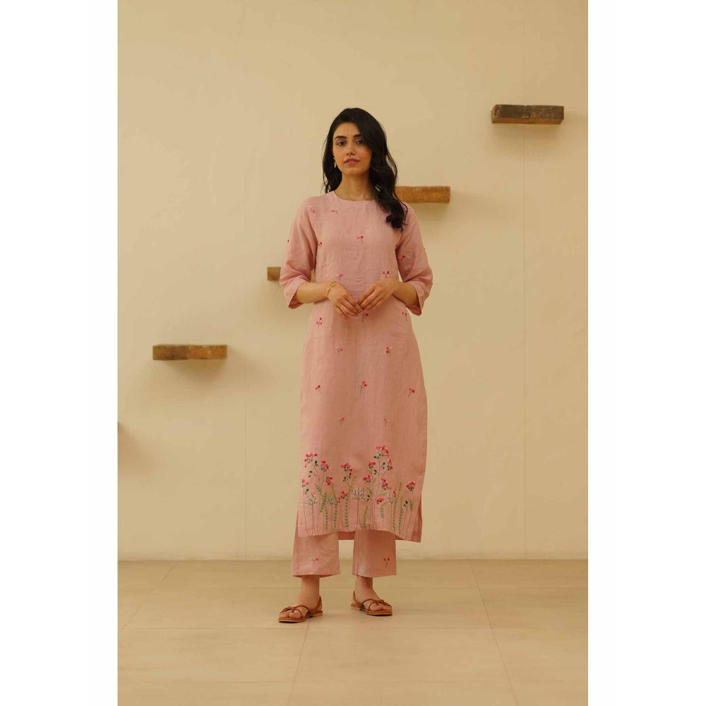 KAVANA Libas Floral Print Embroidery Kurta with Pant and Dupatta (Set of 3)