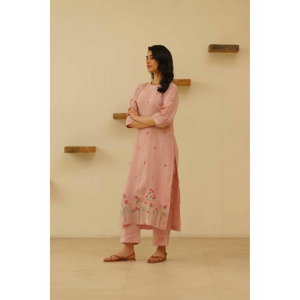 KAVANA Libas Floral Print Embroidery Kurta with Pant and Dupatta (Set of 3)