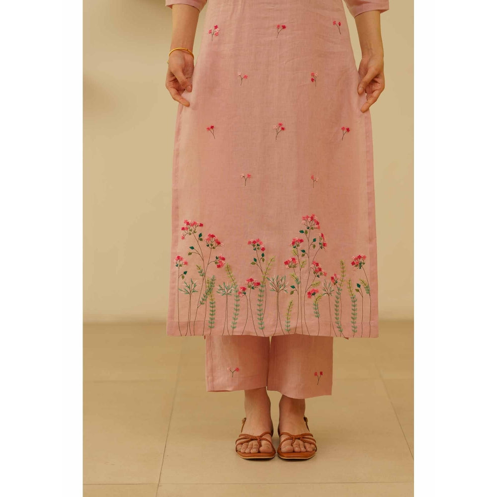 KAVANA Libas Floral Print Embroidery Kurta with Pant and Dupatta (Set of 3)