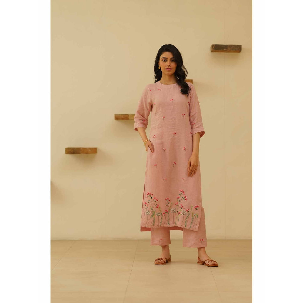 KAVANA Libas Floral Print Embroidery Kurta with Pant and Dupatta (Set of 3)