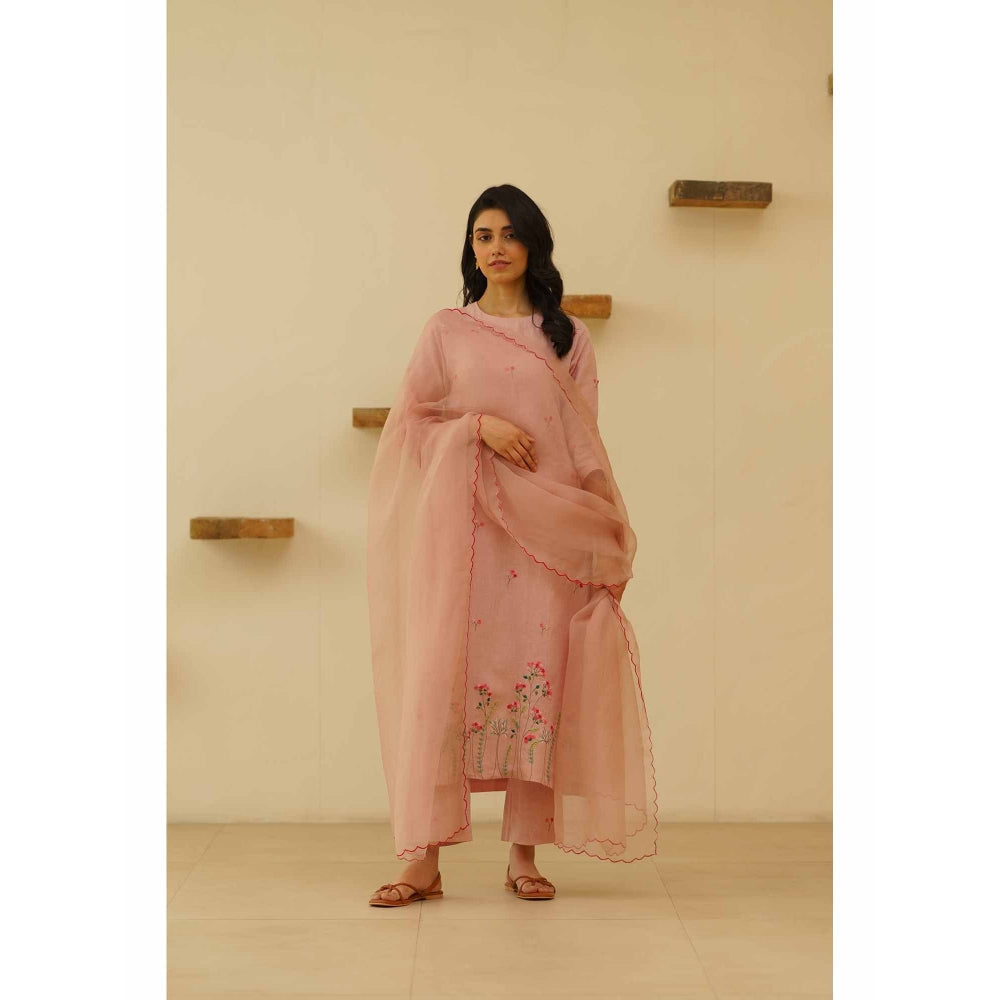 KAVANA Libas Floral Print Embroidery Kurta with Pant and Dupatta (Set of 3)