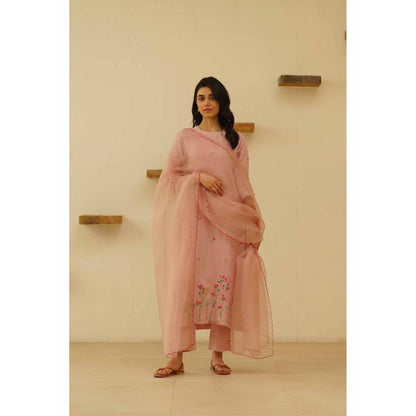 KAVANA Libas Floral Print Embroidery Kurta with Pant and Dupatta (Set of 3)