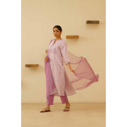 KAVANA Sravya Floral Print Embroidery Kurta with Pant and Dupatta (Set of 3)