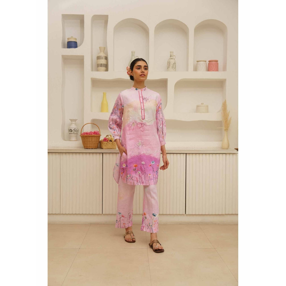 KAVANA Lavanya Floral Print Embroidery Kurta with Pant (Set of 2)