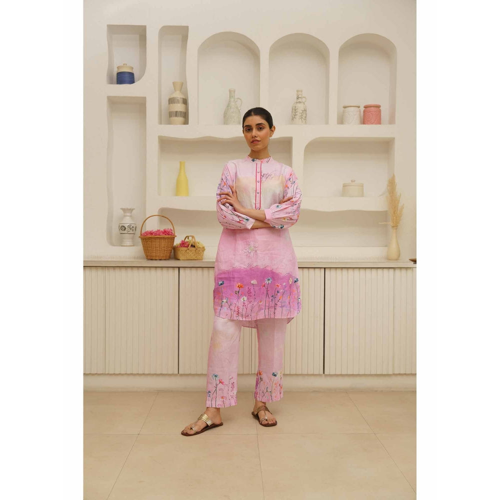 KAVANA Lavanya Floral Print Embroidery Kurta with Pant (Set of 2)