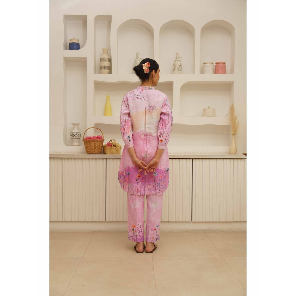 KAVANA Lavanya Floral Print Embroidery Kurta with Pant (Set of 2)