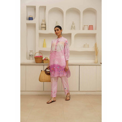 KAVANA Lavanya Floral Print Embroidery Kurta with Pant (Set of 2)