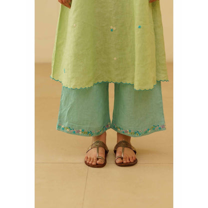 KAVANA Zuhur Embroidery Kurta with Palazzo and Dupatta (Set of 3)