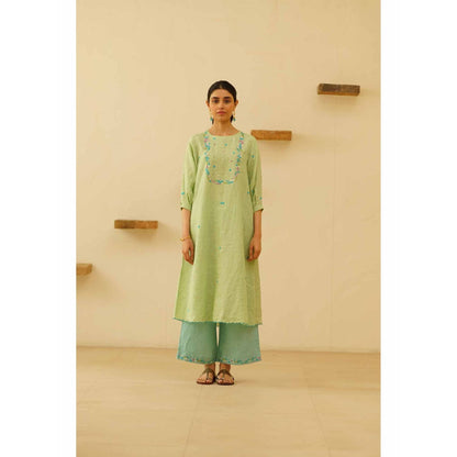 KAVANA Zuhur Embroidery Kurta with Palazzo and Dupatta (Set of 3)