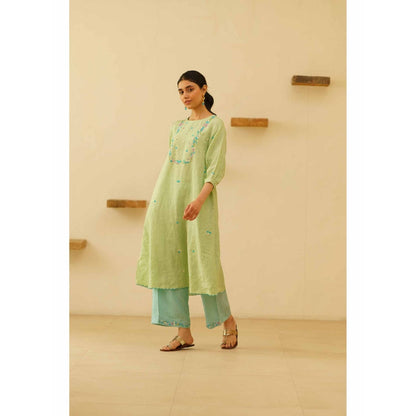 KAVANA Zuhur Embroidery Kurta with Palazzo and Dupatta (Set of 3)