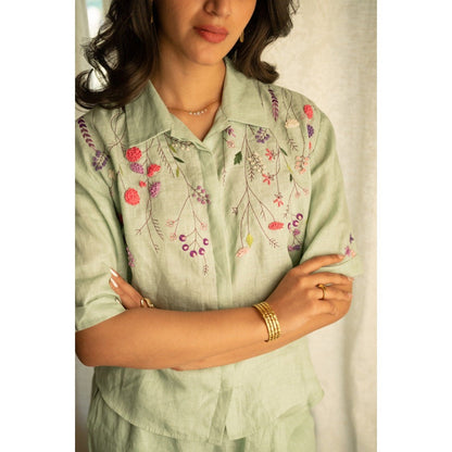 KAVANA Green Dalia Co-Ord (Set of 2)