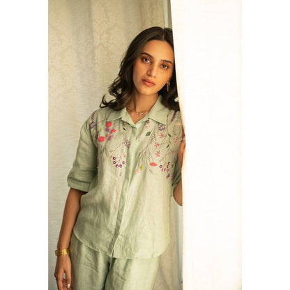 KAVANA Green Dalia Co-Ord (Set of 2)