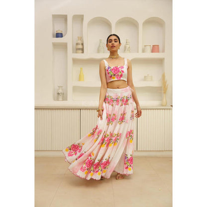 KAVANA Women White Saira Lehenga with Stitched Blouse and Dupatta