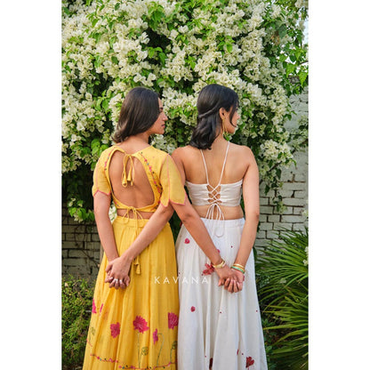 KAVANA Women Yellow Sandhya Lehenga with Stitched Blouse and Dupatta