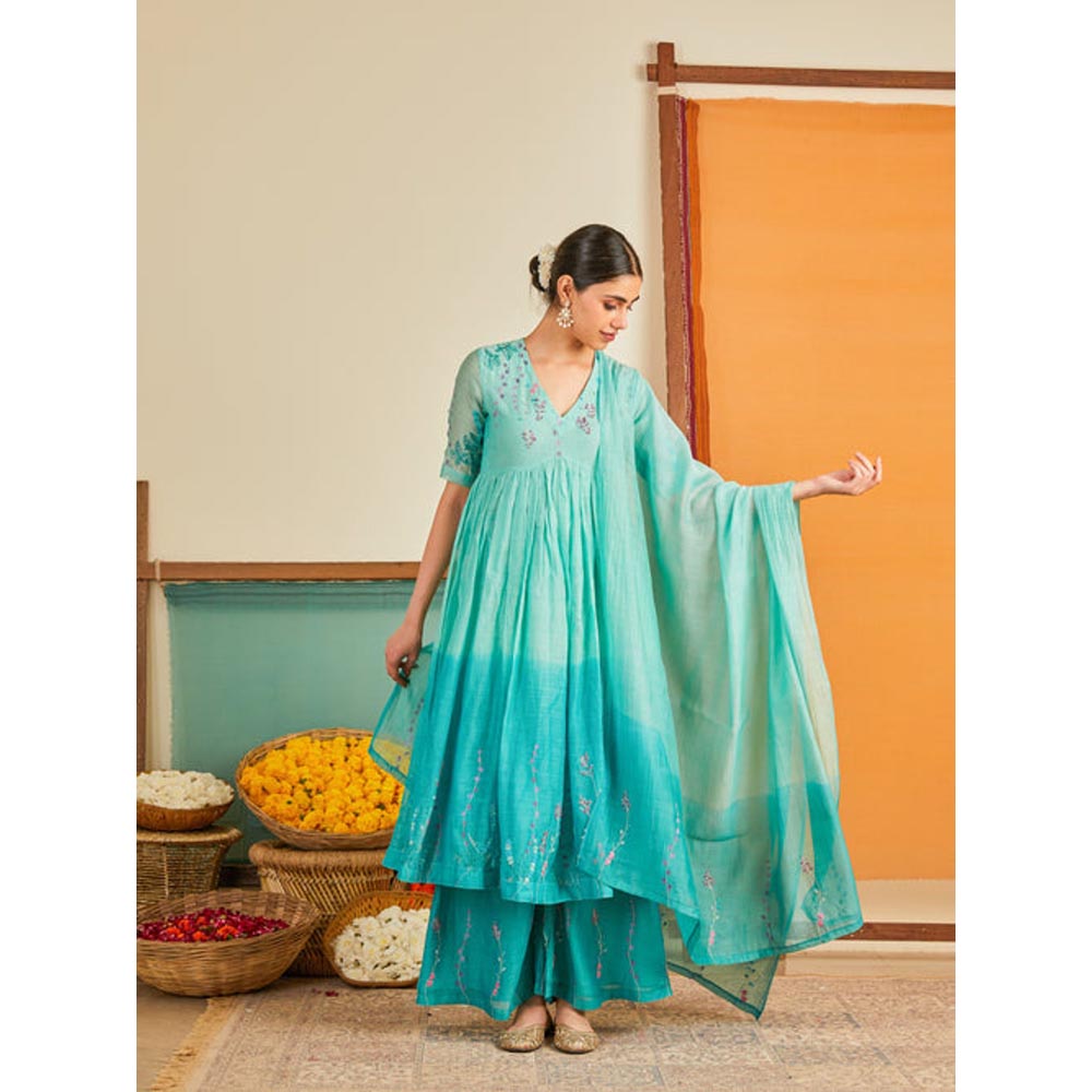 KAVANA Aabiya Turquoise Dupatta