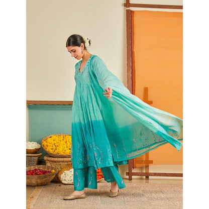 KAVANA Aabiya Turquoise Dupatta