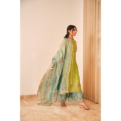 KAVANA Emerald Green Bloom Dupatta