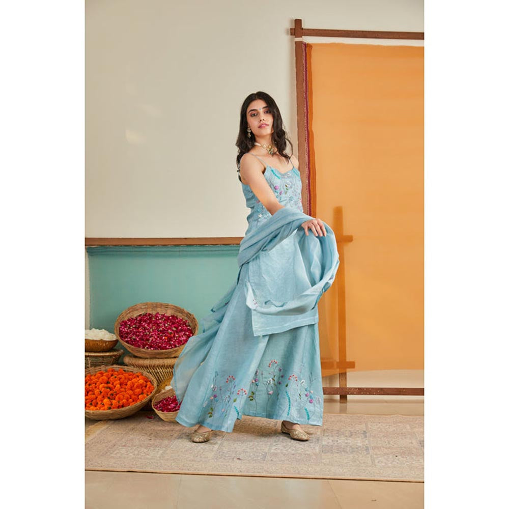 KAVANA Women Embroidered Blue Mahnoor Dupatta