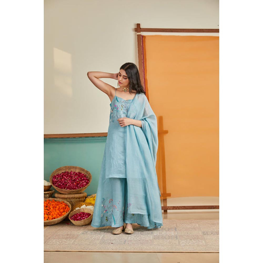 KAVANA Women Embroidered Blue Mahnoor Dupatta