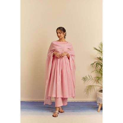KAVANA Women Embroidered Pink Meera Dupatta