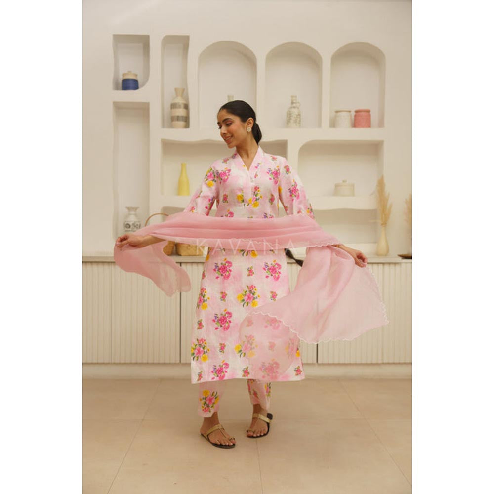 KAVANA Women Pink Sana Dupatta