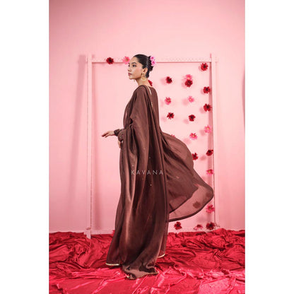 KAVANA Women Embroidered Brown Suhana Chanderi Dupatta