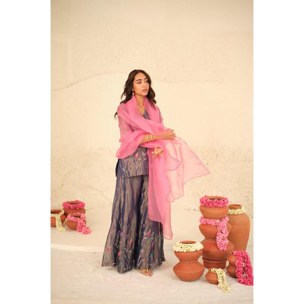 KAVANA Women Pink Tanvi Silk Organza Dupatta