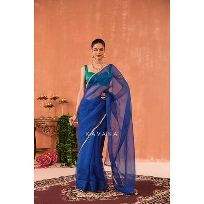KAVANA Neelika Blue Organza Saree