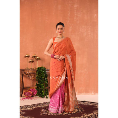 KAVANA Ragini Pink Linen Saree