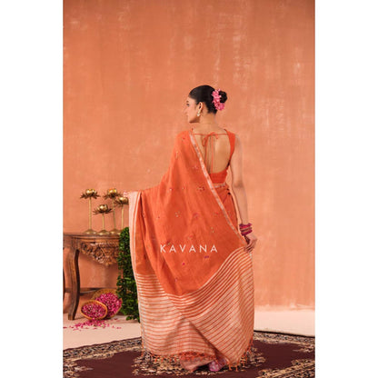 KAVANA Ragini Pink Linen Saree