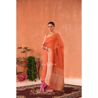 KAVANA Ragini Pink Linen Saree