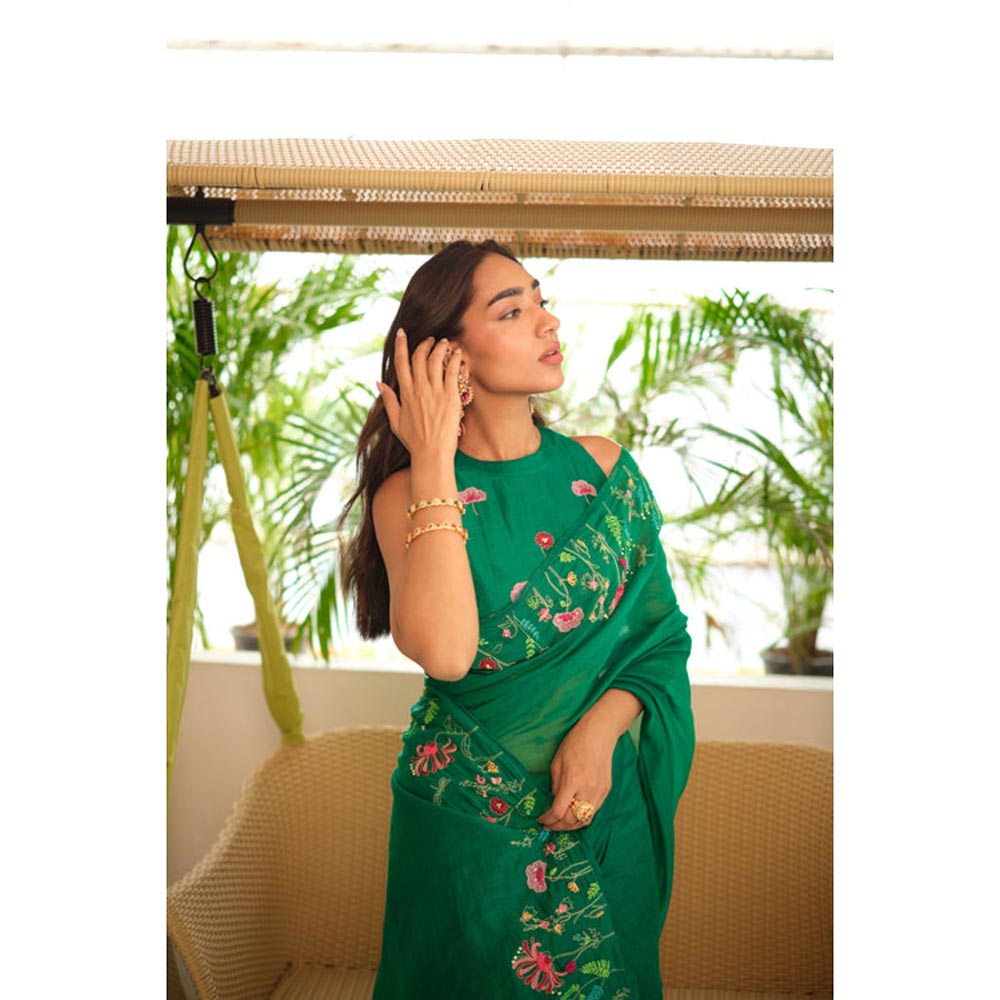 KAVANA Numani Green Chanderi Saree