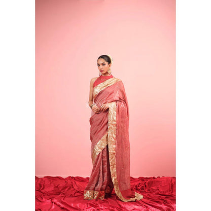 KAVANA Lalika Tissue Linen Red Saree