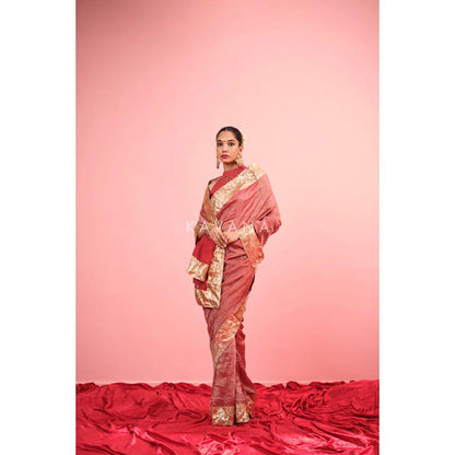 KAVANA Lalika Tissue Linen Red Saree