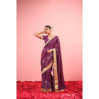 KAVANA Women Purple Amrapali Linen Saree