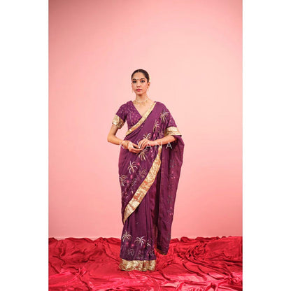 KAVANA Women Purple Amrapali Linen Saree