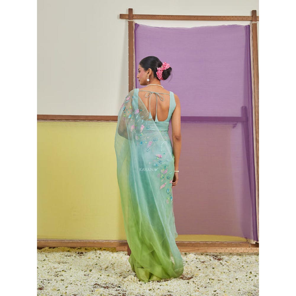 KAVANA Pakhija Blue Silk Organza Saree
