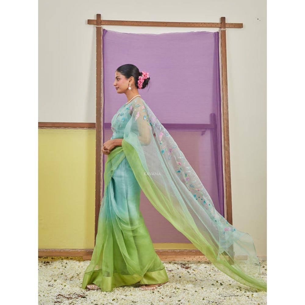 KAVANA Pakhija Blue Silk Organza Saree