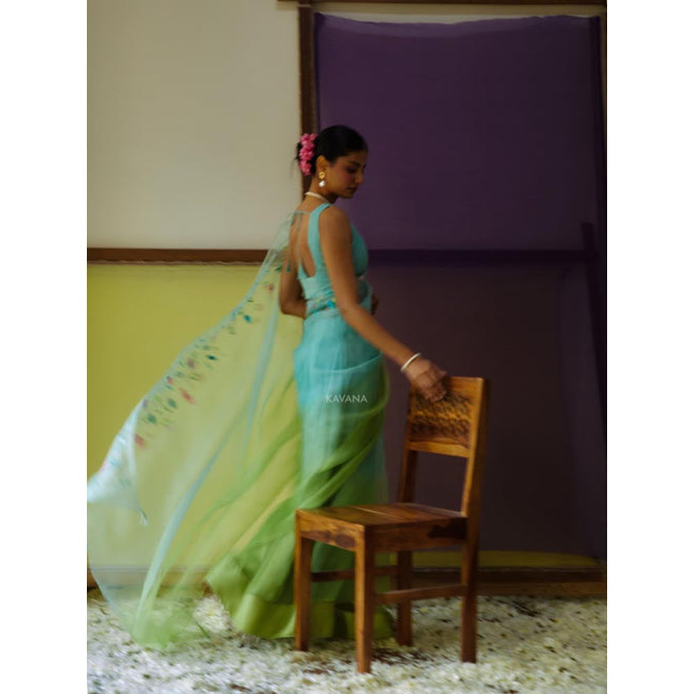 KAVANA Pakhija Blue Silk Organza Saree
