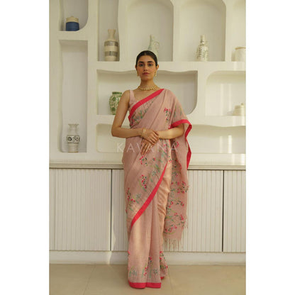 KAVANA Women Beige Aruna Linen Saree
