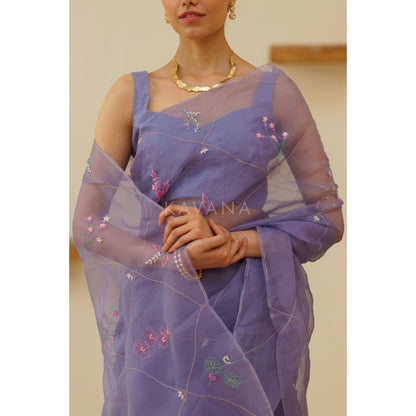 KAVANA Naher Organza Linen Saree