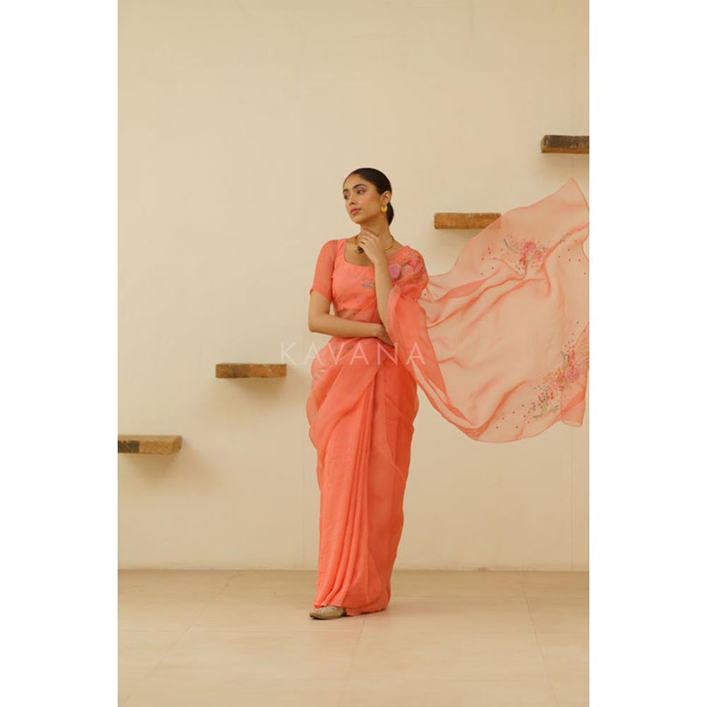 KAVANA Women Bani Organza Linen Saree