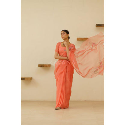 KAVANA Women Bani Organza Linen Saree