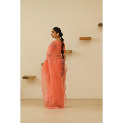 KAVANA Women Bani Organza Linen Saree